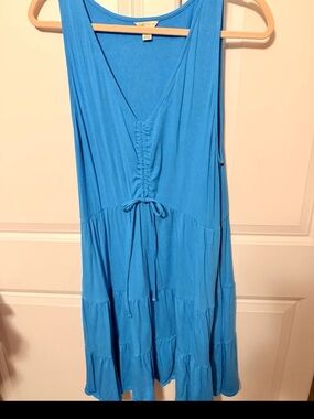 Cato Bright Blue Sleeveless V-Neck Tiered Dress